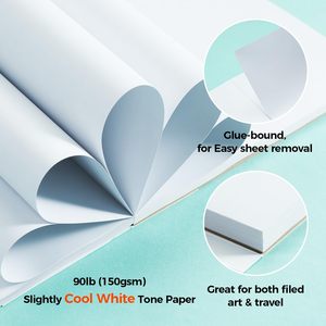 Ohuhu-Marcador de doble cara para cuaderno de bocetos artístico, a prueba de sangrado, tamaño grande de 9x12 pulgadas, 60 hojas/120 páginas, <span class=keywords><strong>libro</strong></span> de bocetos encuadernado con pegamento - Product Image 3