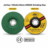 Disque de meulage vert JinHao 100x6x16mm T27 à centre encastré |   Meuleuse d'angle de 4 pouces EN12413 CE |   80m/s INOX Heavy Duty Stock