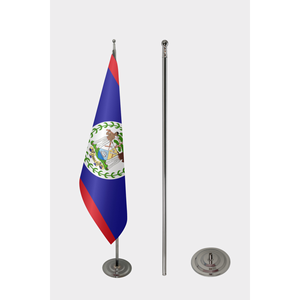 Custom Belize Interior <b>Flag</b> 3x5ft Digital Printing Aluminum <b>Pole</b> Pennant Plastic Polyester Material Metal <b>Pole</b> Display Usage - Product Image 2