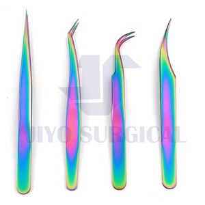 Professional Stainless Steel Rainbow color lashes tweezers plasma <b>eyelash</b> tweezers segmented lashes <b>applicators</b> - Product Image 2