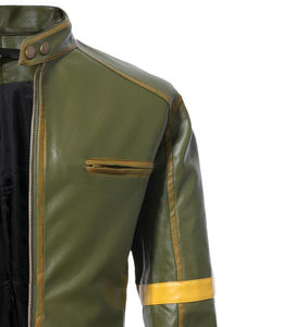 Chaquetas de Cuero Personalizadas al por Mayor, Cuello Alto, Cierre Frontal, Diseño 2024, Chaqueta de Cuero para Hombre, OEM ODM - Product Image 4