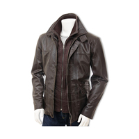 Chaquetas de cuero genuino para hombres, abrigos cálidos forrados acolchados para tienda de ropa al por mayor