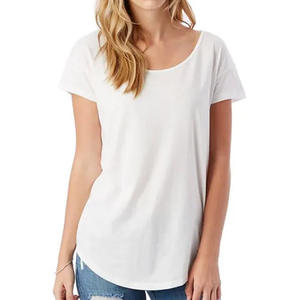 Camisetas de mujer de bajo precio La mejor calidad 100% algodón orgánico con logotipo personalizado Camiseta de mujer impresa - Product Image 4