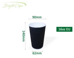 Custom Eco Friendly Disposable 16oz EU Ripple Wall Black S <b>Coffee</b> <b>Cup</b> <b>Takeaway</b> Kraft Paper Ripple <b>Cups</b> For Drink Philippines - Product Image 2