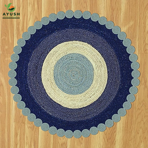 พรมปูพื้นทำจากปอกระเจาและผ้าฝ้าย น้ำหนักเบา พับเก็บได้ นุ่มสบาย ซักได้ เหมาะสำหรับห้องนอนและห้องนั่งเล่น - Product Image 2