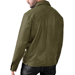 Chaqueta de Cuero para Hombre Hecha a Medida, Verde, Corte Casual, Impermeable, Producto de Alta Calidad y Gran Venta - Product Image 4