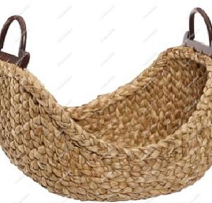 Storage <b>Basket</b> Natural Color <b>Water</b> <b>Hyacinth</b> Material Foldable Oval Storage <b>Basket</b> With Handle for Sundries - Product Image 6