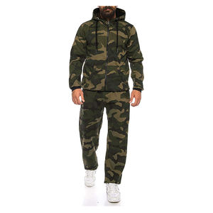 Wholesale <b>Men</b> Winter Cotton Fleece Tracksuit Two Piece Sportswear Set Long Sleeve Zipper <b>Jacket</b> Jogger Pants <b>Camo</b> Design Hooded - Product Image 4