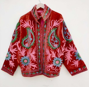 <b>Velvet</b> Suzani Embroidered Reversible Eco-Friendly Casual Winter <b>Jacket</b> with Cotton Lining Breathable Design for <b>Women</b> - Product Image 4