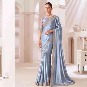 Séquence de broderie fantaisie en soie douce pure de belle designer travail Style traditionnel mariage vêtements de fête pour femmes de haute qualité - Product Image 1