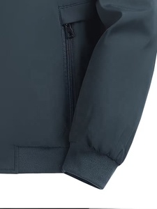 Veste d'hiver pour homme, doublée en polaire, coupe-vent, col montant, fermeture éclair, couleur unie, en nylon, épaisse et chaude - Product Image 4