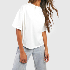 Camisetas extragrandes de verano a la moda para mujer, camisetas personalizadas informales de manga corta con cuello redondo, Material de Jersey de algodón completo - Product Image 4