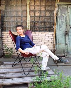 Chaise papillon en cuir de style antique pliable au design rustique pour chambre à coucher en plein air, salle à manger, chaise de loisirs enduite de poudre - Product Image 4