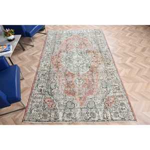 พรมวินเทจขนาดใหญ่ 5.6x9.4 ฟุต สีแดงลายอิคัตแบบตุรกี - Product Image 4