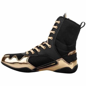 OEM Logo Service <b>Boxing</b> <b>Shoes</b> Wrestling Wear Golden Color Leather Made Fashionable Fighting <b>Shoes</b> - Product Image 2