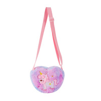 Sac à bandoulière en peluche licorne mignon avec fermeture éclair en forme de cœur pour filles, cadeau pour enfants, porte-monnaie messager, portefeuille, sac à bandoulière pour enfants
