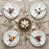 Anneau de serviette en bois floral, écologique, mini-hortensia coloré, fait main, décoration pour mariage, hôtellerie, événement, support de table, vente en gros, OEM
