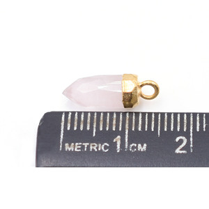 Cuarzo rosa de 16 a 18 MM con fianza, colgante chapado en oro con forma de Punta pequeña, hallazgos y componentes de joyería, piedra natal de enero - Product Image 2