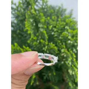 Anillo de Oro Amarillo de 14k con Aguamarina y Diamantes, Corte Esmeralda, Piedra Natural, Joyería Fina de Compromiso, Chapado en Rodio con Certificado IGI - Product Image 5