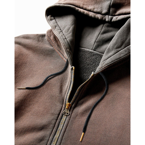 2025 cremallera en blanco personalizado lavado con ácido desgastado Sudadera con capucha de gran tamaño de peso pesado Streetwear sudaderas con capucha para hombres - Product Image 3