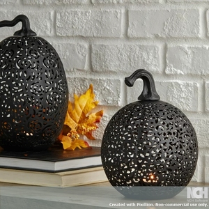 Halloween Decoration Pumpkin <b>Candle</b> Holder <b>Black</b> Matte Hurricane Handcrafted <b>Lantern</b> Latest <b>Candle</b> Stand Holiday Decoration - Product Image 2
