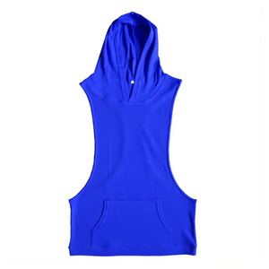 Custom Workout Hooded Tank <b>Tops</b> Sleeveless Gym Mesh Sportswear Men's Bodybuilding Muscle Cut Quick Dry High Street Style - Product Image 2