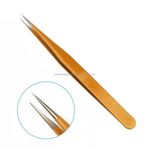 Pince à cils dorée de haute qualité, acier inoxydable de grade A+, pointe fine, outil d'extension de cils - Product Image 5