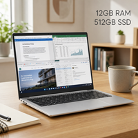 Ordinateur portable 14 pouces, 12 Go de RAM, 512 Go de SSD, Windows 11, Intel N3450 Quad Core, portable, WiFi, Bluetooth, pour la maison, les études et le divertissement