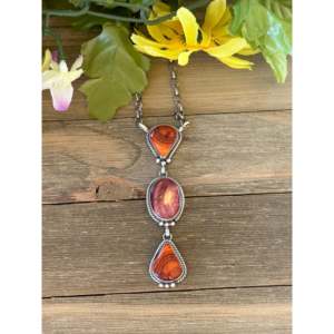 Spiny Oyster <b>Shell</b> & Sterling Silver Lariat Necklace-Gift for Her - Product Image 1
