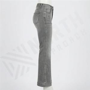 Jeans Casuales de Primera Calidad para Mujer, Pantalones Vaqueros Cómodos y Elegantes con Decoración de Botones, Servicio OEM de Invierno, Ropa de Calle - Product Image 3