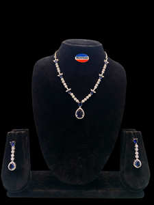 Elegante joyería étnica de boda para mujeres y niñas, conjunto de collar AD único con piedras blancas ovaladas, latón macizo a precio mayorista - Product Image 3