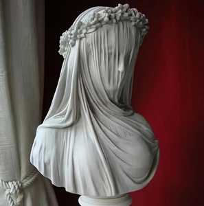 Buste de la Dame de Grâce |   Statue de femme voilée à effet résine classique |   Statue de buste de femme voilée, accent décoratif pour la maison - Product Image 2