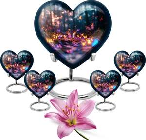 Hermosa vista con mariposas Urnas funerarias de 3 pulgadas Juego de 4 Acabado colorido Madera Metal Latón Cerámica Mármol para adultos Mascotas - Product Image 4