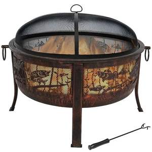 <b>Large</b> Round Iron Modern <b>Fire</b> <b>Pit</b> Outdoor Eco-Friendly High BTU Heating Durable Construction Family Gatherings Feature - Product Image 3