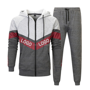 Otoño Invierno nueva moda hombres Casual sólido chándal chaqueta con capucha pantalones conjunto con cremallera prendas de vestir 2 piezas - Product Image 1