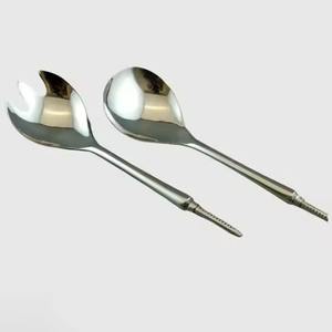 Saladier décoratif en acier inoxydable argenté Long style paille Poignée faite à la main Vaisselle Saladier couverts - Product Image 6