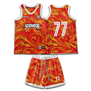 Kit de basket-ball d'équipe personnalisé short en jersey de maille respirant T-shirt de basket-ball imprimé par sublimation uniformes de vêtements de sport 100% - Product Image 1