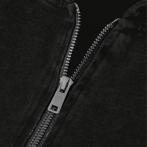 Sudadera con Capucha Negra Vintage para Hombre, Cierre de Cremallera, Algodón Grueso, Felpa Francesa, Estilo Vintage, Ropa de Estar en Casa, Ropa de Calle Moderna - Product Image 2