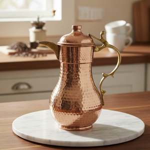 Hand-Forged Small <b>Copper</b> Jug with Lid Metal Metal Product - Product Image 2