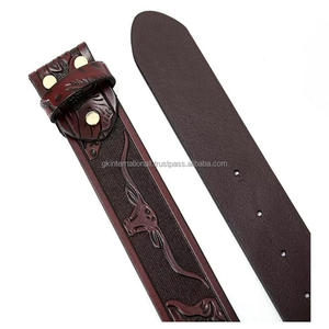 Cinturón de herramientas de cuero occidental en relieve con diseño de toro tallado a mano para cinturón de vaquero Premium de tamaños personalizados unisex a precio al por mayor - Product Image 3