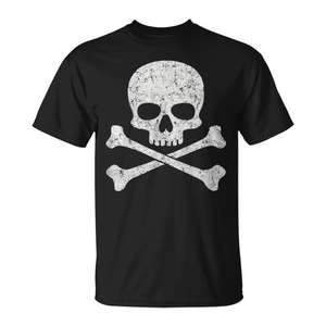 T-shirt con teschio e ossa incrociate Jolly Roger per Halloween, per ragazzi e ragazze, abbigliamento promozionale di Halloween - Product Image 1