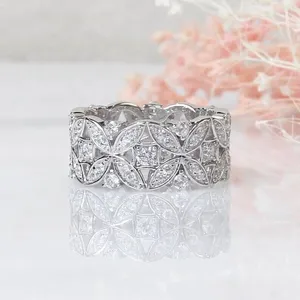 Bague en argent 925 avec diamant moissanite rond, plaqué or jaune 14 carats, or blanc et or rose - Product Image 4