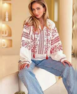 Women's Elegant <b>White</b> Best Quality <b>Blouse</b> Traditional Ukrainian Style Sweet <b>Embroidered</b> Heritage Wear with Lace Decoration - Product Image 1