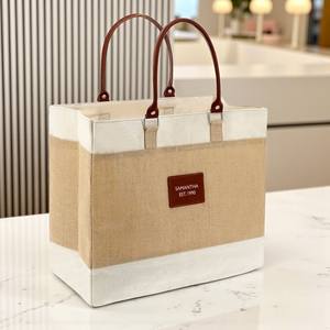 Sac fourre-tout en jute biodégradable personnalisé RenewaTwist pour femmes durable tendance fermeture éclair épaule Shopping réutilisable promotionnel - Product Image 1