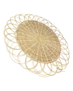 VietChoice OEM ODM Eco-Friendly Premium Quality Bambou Peint à la main Mosaïque Fleurs Set de table Plateau de service Plats Assiettes - Product Image 6