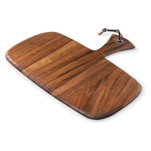 Juego de 2 tablas de cortar de madera de acacia natural hechas a mano con mango picadora de verduras redonda moderna con estilo ecológico para cocina casera - Product Image 2
