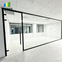 Cloison de bureau en verre trempé EBUNGE de 80 mm à fixation au sol avec cadre en aluminium pour espace de travail commercial