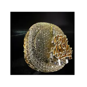 Qualità garantita accattivante anello con diamanti placcati in oro ghiacciato con anello Hip Hop da 10KT e 14 KT in oro puro per la vendita da parte degli esportatori