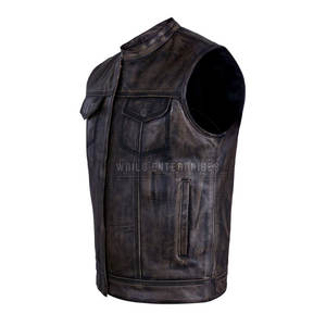 เสื้อกั๊กแฟชั่นฤดูหนาวของผู้ชายหนัง100% ระบายอากาศได้ดีเป็นมิตรกับสิ่งแวดล้อมผ้าแคนวาสสำหรับปรับแต่งได้ - Product Image 5