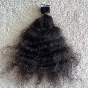 Extensions de cheveux Remy de qualité supérieure, cheveux indiens du sud, à fixer avec des bandes, directement de l'usine, cheveux humains bruts non traités, de qualité supérieure, doux et naturels, 100g - Product Image 1